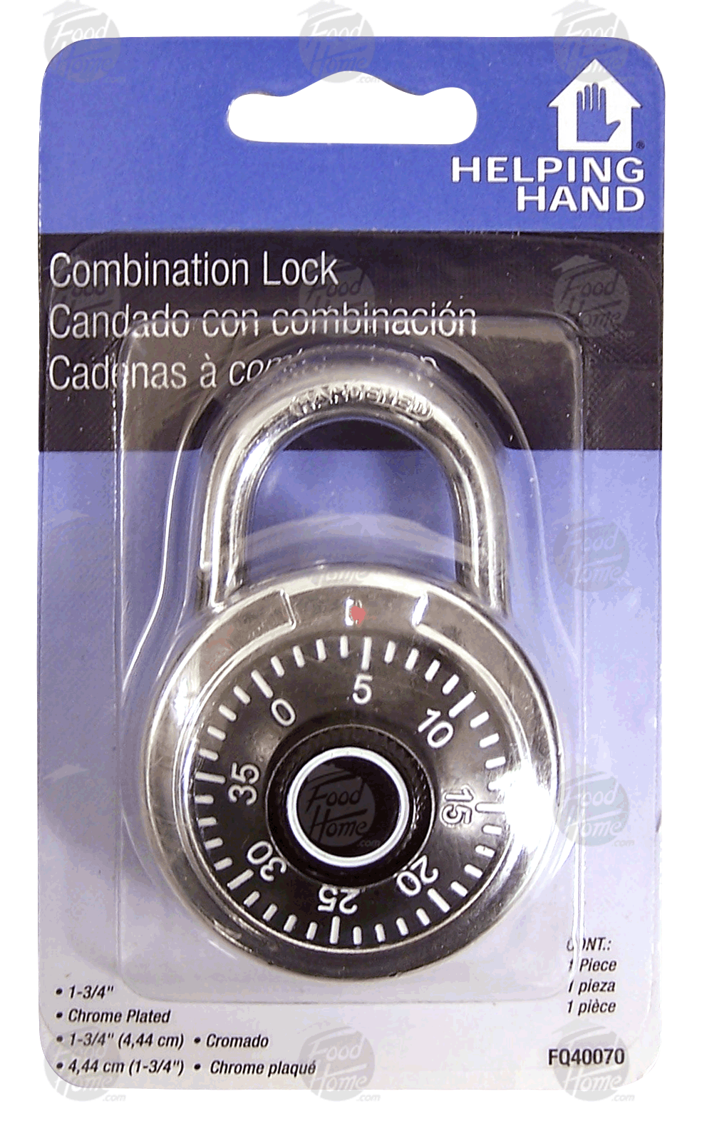 Helping Hand  combination lock, 1-3/4in zinc plated Full-Size Picture